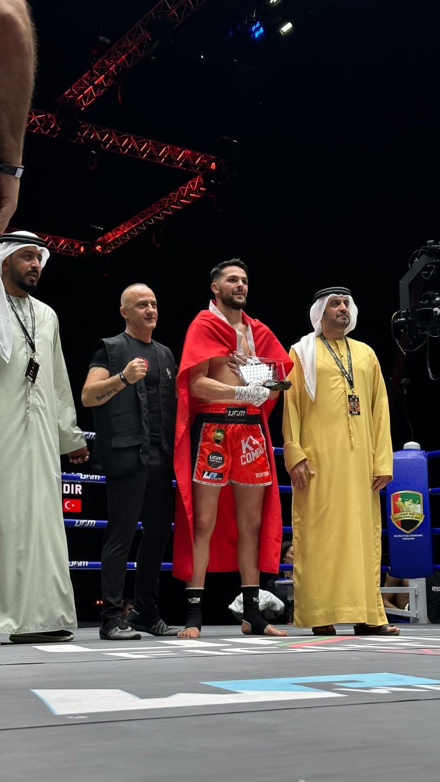 LTA coach with boxing champion in the ring, UAE